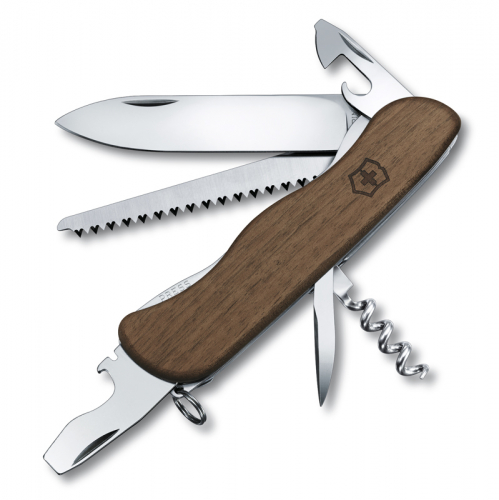 Нож Victorinox Forester, 111 мм, 10 функций, с фиксатором лезвия, деревянная рукоять 0.8361.63