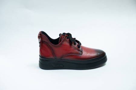 Ботинки женские Bilkans красные, шнурки, флис А. 802