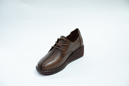Туфли женские Meego Comfort коричневые, горка, шнурки А. Х2080