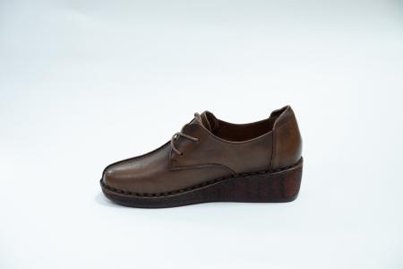 Туфли женские Meego Comfort коричневые, горка, шнурки А. Х2080