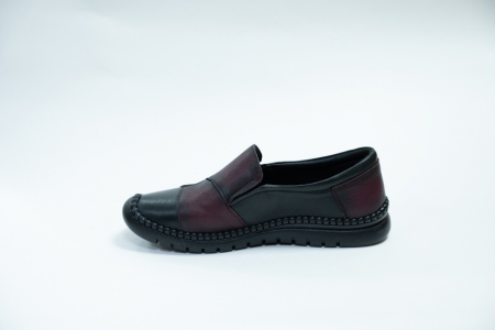 Туфли женские Meego Comfort черные, бордовые А. 608