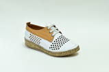 Туфли летние женские бело-коричневые Lobas Shoes А. 7555-1