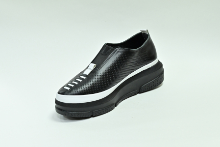 Туфли летние женские черно-белые Clovis А. 00960