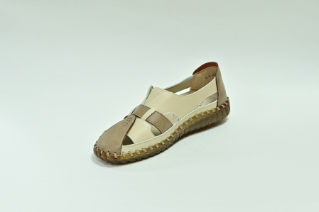 Туфли летние женские бежево-коричневые Hangao А. А 556-10