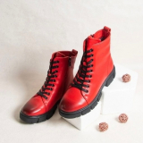 Ботинки зимние женские кожаные красные