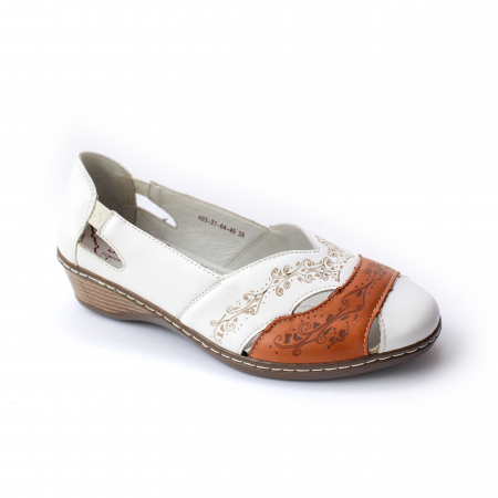 Туфли Shoiberg бело - коричневые А.04-45