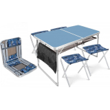 Комплект мебели складной,стол с полкой+4стула ССТ-К3/4 голубой джинс