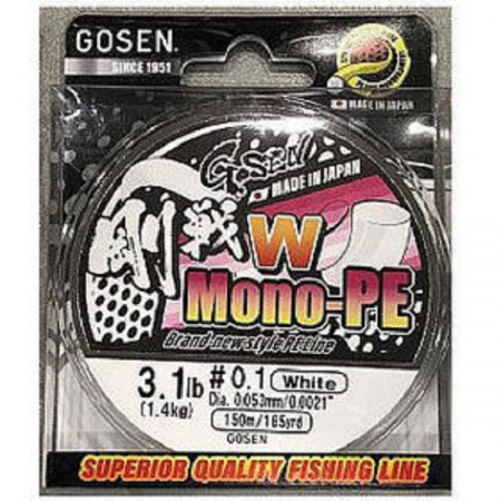 Шнур Gosen W Mono PE 150м White #0.8 (0.153мм) 6,2 кг