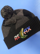Фирменная вязанная шапка Relax черная с серым на подкладке флис., p.58
