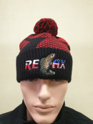 Фирменная вязанная шапка Relax красная с черным  p.58