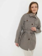 Женское пальто-рубашка с поясом укороченное