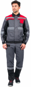 Костюм рабочий мужской Виват-1 Премиум (ткань Смесовая, 240) брюки, серый/черный/красный