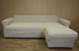 Чехол на угловой диван с выступом справа «Жаккард Волна» Серый