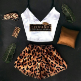 Женская пижама шелковая леопард
