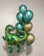 Композиция из воздушных шаров с динозавром