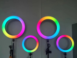 Кольцевая лампа со штативом разноцветная, 26 см
