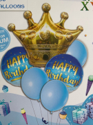 Композиция из гелиевых  шаров с днем рождения с короной № 23