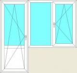 Пластиковое окно + балконный выход «под ключ» 2100*700*1300 мм (кирпичный дом)