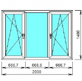 Пластиковое окно Rehau Grazio 70мм 2000*1400 белое трехстворчатое