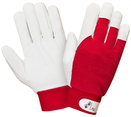 Кожаные комбинированные перчатки на велкро 2Hands 0255