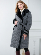 Женское комбинированное зимнее пальто на шерстипоне