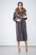 Зимнее женское пальто из шерстяного сукна с мехом аукционного канадского песца
