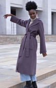 Женское демисезонное пальто из шерсти с шелком в макси длине в цвете Chinese Violet