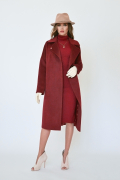Женское демисезонное пальто из шерсти цвет венецианский махагон
