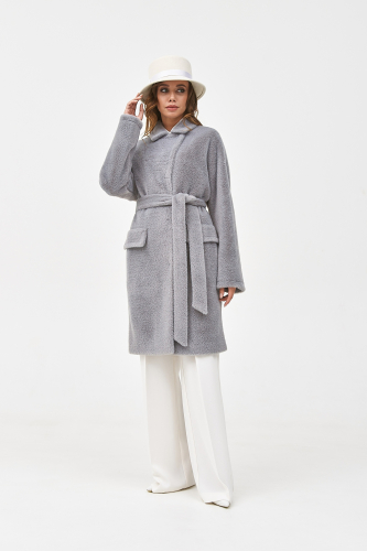 Демисезонное женское пальто цвета  Gray Pail с поясом