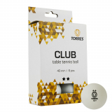 Мяч для настольного тенниса TORRES Club 2* TT21014 40+ белый