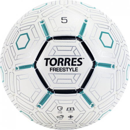 Мяч футбольный TORRES Freestyle F320135 №5 32 панели PU-Microfi термосшивка бело-серебряный