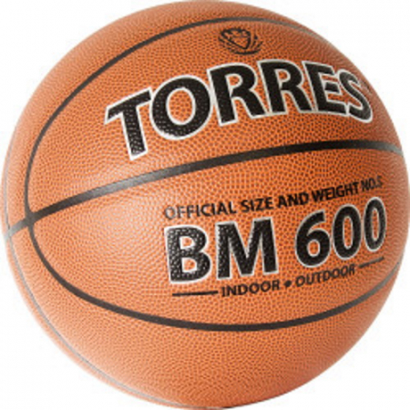 Мяч баскетбольный TORRES BM600 B32025 №5 ПУ  темно-коричневый/черный
