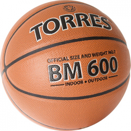 Мяч баскетбольный TORRES BM600 B32027 №7 синтетическая кожа нейлон темно-коричневый/черный