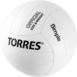 Мяч волейбольный TORRES Simple V32105 №5 синтетическая кожа (ТПУ)  бело-черный
