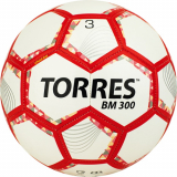 Мяч футбольный TORRES BM300 F320743 №3 28панели TPU  белый-серебряный-красный