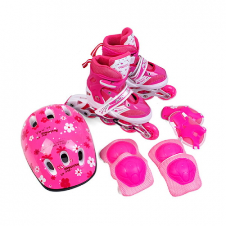 Набор роллера Saimaa DJS-905 Set коньки рол.+защ+шлем PVC розовый