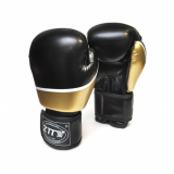 Перчатки бокс PRO-GB кожзам чёрный с золотыми вставками 00668