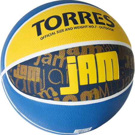 Мяч баскетбольный TORRES Jam B02047 №7 резина нейлон синий/желтый/голубой 