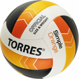 Мяч в/б TORRES Simple Orange V32125 р.5 синт.кожа (ТПУ) маш. сшивка бут.кам бел-чер-оранжевый