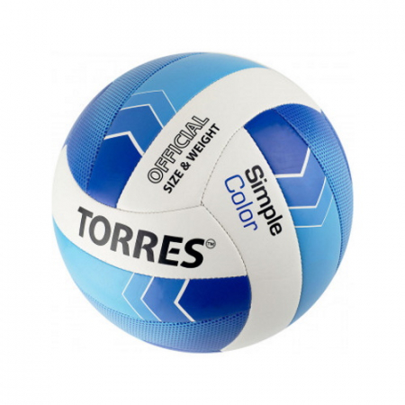 Мяч волейбольный TORRES Simple Color V32115 №5 синтетическая кожа(ТПУ) белый/голубой/синий 