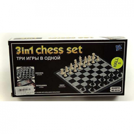 Набор 3в1 магнит-пластик CLIFF 9518 (шахматы шашки нарды) 