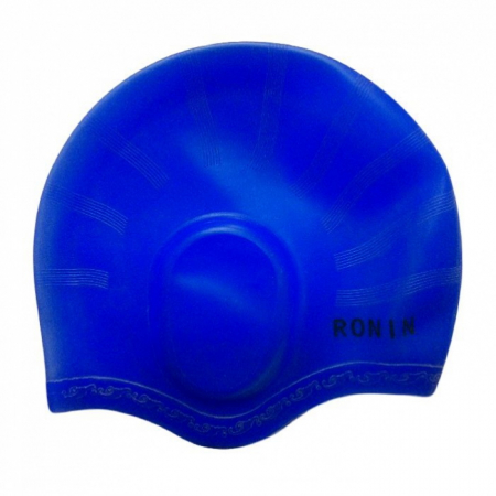 Шапочка для плавания силикон RONIN Н171 с ушами синяя