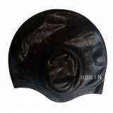 Шапочка для плавания силикон RONIN Н171 с ушами черная