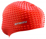 Шапочка для плавания силикон ATEMI BS40  бабл красный