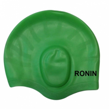 Шапочка для плавания силикон RONIN Н171 с ушами зеленая