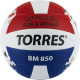 Мяч в/б TORRES BM850 V32025 р.5 синт.кожа (ПУ) клееный бут.кам бело-сине-красный