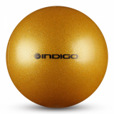 Мяч для художественной гимнастики 19см INDIGO IN118 400гр ПВХ металлик с блеcтками золотой
