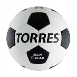 Мяч футбольный TORRES Main Stream F30185 №5 32 панели  ПУ ручная сшивка  бело/черный