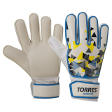 Перчатки вратаря TORRES Jr FG05212 латекс 2мм белый-голубой-желтый