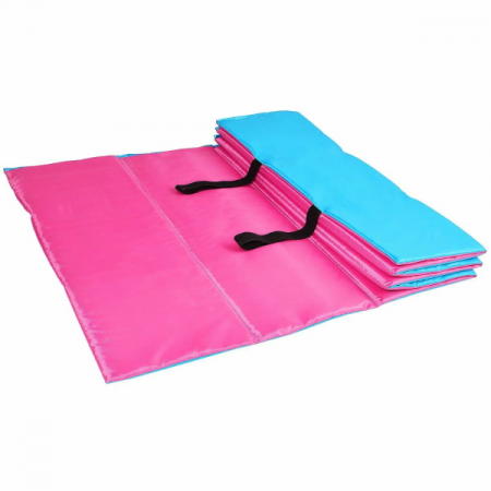 Коврик для йоги 180*60*1см BF-002 складной голубой/розовый